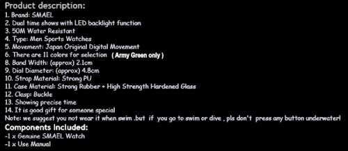 **SMAEL* SL-1545 * Multifunction Military Sport watch with Brand Box ~Big Dial (51mm )~