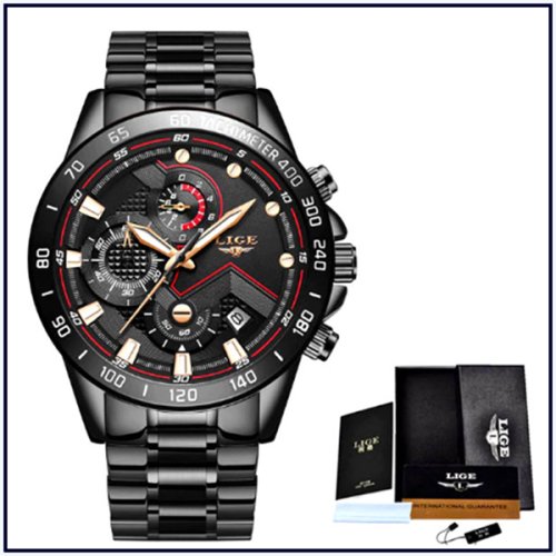 CLASSIC - Business Men LIGE 9982  Luxury * FULL* Steel *6 Hands* Chronograph Watch Men- FULL HOUSE*