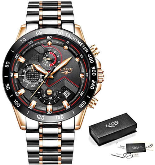 CLASSIC - Business Men LIGE 9982  Luxury * FULL* Steel *6 Hands* Chronograph Watch Men- FULL HOUSE*