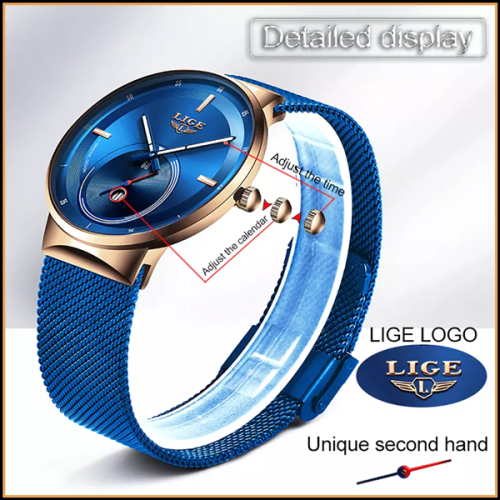 LIGE 9993 Slimline  Quartz Clock with Quality!* Will not Fade, Rust=YOUR BID IS FOR BLUE*