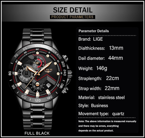 CLASSIC - Business Men LIGE 9982  Luxury * FULL* Steel *6 Hands* Chronograph Watch Men- FULL HOUSE*