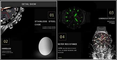 CLASSIC - Business Men LIGE 9982  Luxury * FULL* Steel *6 Hands* Chronograph Watch Men- FULL HOUSE*