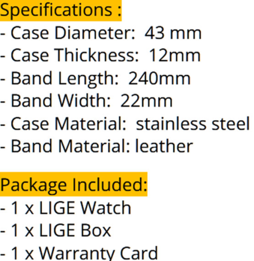 Top LIGE9927* Stainless Steel Case* Multifunction * Leather Strap * Business watch*Blue or Black