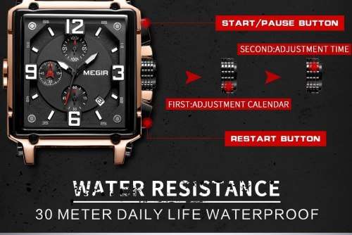 *** Megir (2061)  Brand** Top Watch* New Style  BIG Luxury Men Quartz Watch CHRONOGRAPH * 6 HANDS *