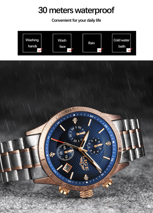 ** LIGE10012*  ** CLASSIC -Quality Built Top Luxury FULL Steel *6 Hands* Chronograph Watch