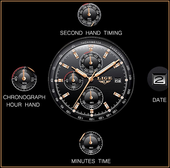 Top LIGE9927* Stainless Steel Case* Multifunction * Leather Strap * Business watch*Blue or Black