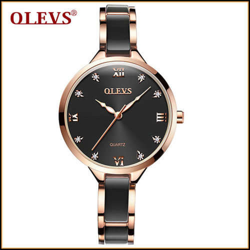 OLEVS  5872-Top Brand Luxury Waterproof Ceramic & Stainless Steel Strap Watch