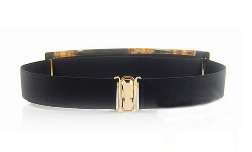 *Ladies* Designer *Metal Buckle Black stretch Waist Belt