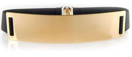 *Ladies* Designer *Metal Buckle Black stretch Waist Belt