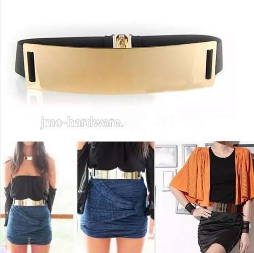 *Ladies* Designer *Metal Buckle Black stretch Waist Belt