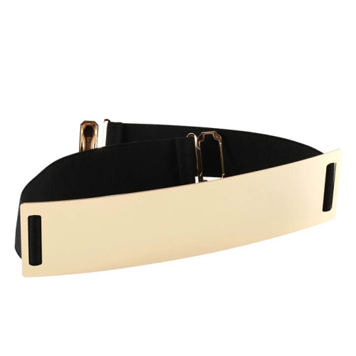 *Ladies* Designer *Metal Buckle Black stretch Waist Belt