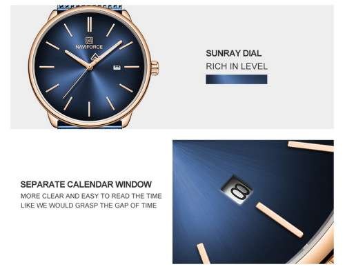 *Naviforce 3012 *  - Ladies Lovely Quality Fashion Watch *All Steel* Blue* 2 Sizes *