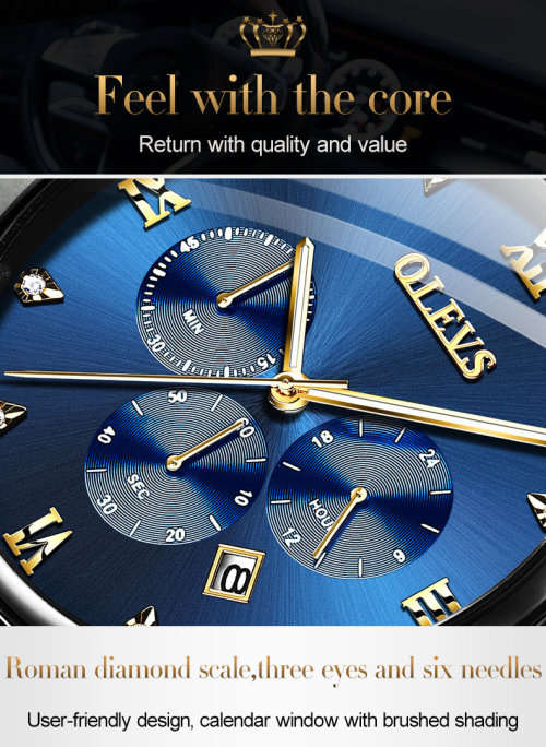 ** CLASSIC -OLEVS 2868* Top Luxury FULL Steel *6 Hands* Chronograph Watch Men