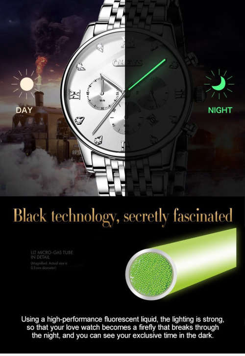 ** CLASSIC -OLEVS 2868* Top Luxury FULL Steel *6 Hands* Chronograph Watch Men