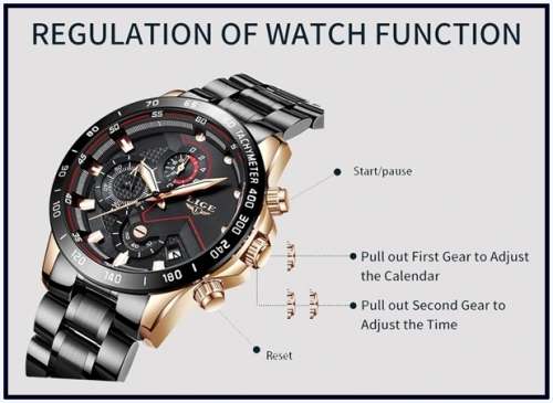 CLASSIC - Business Men LIGE 9982  Luxury * FULL* Steel *6 Hands* Chronograph Watch Men- FULL HOUSE*