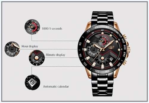 CLASSIC - Business Men LIGE 9982  Luxury * FULL* Steel *6 Hands* Chronograph Watch Men- FULL HOUSE*