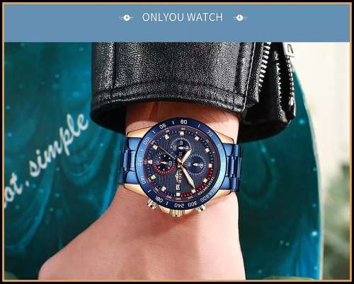 *CLASSIC- ALL STEEL,* DEEP DISH* LIGE  9994  Quality*6 Hands* Chronograph Watch *FULL HOUSE!