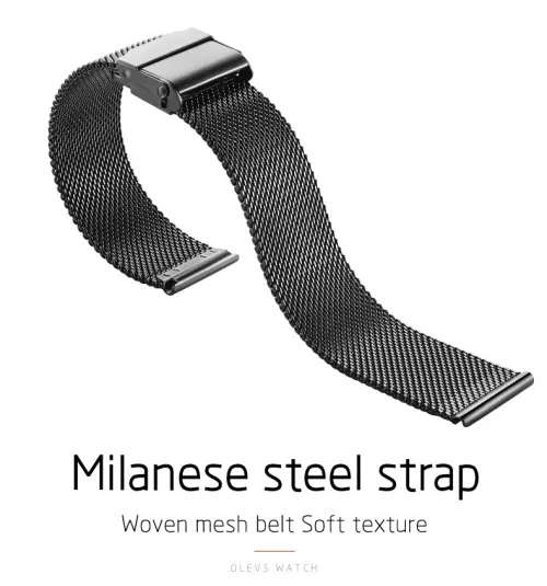 OLEVS  5880 -*UNISEX* MilanTop Brand Luxury Waterproof Ultra Thin Steel Blue/Black Watch