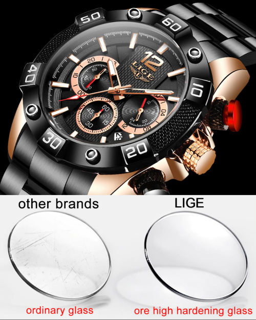 CLASSIC - Business Men LIGE 10030  Luxury * FULL* Steel *6 Hands* Chronograph Watch Men- FULL HOUSE*