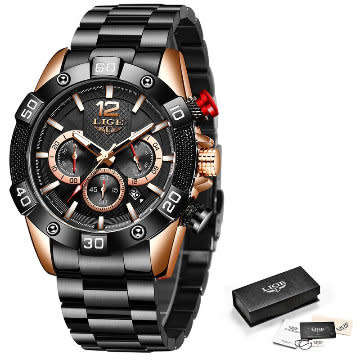 CLASSIC - Business Men LIGE 10030  Luxury * FULL* Steel *6 Hands* Chronograph Watch Men- FULL HOUSE*