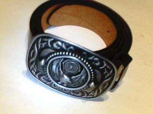 1 BROWN   100%  LEATHER BELTwith BIG BUCKLE