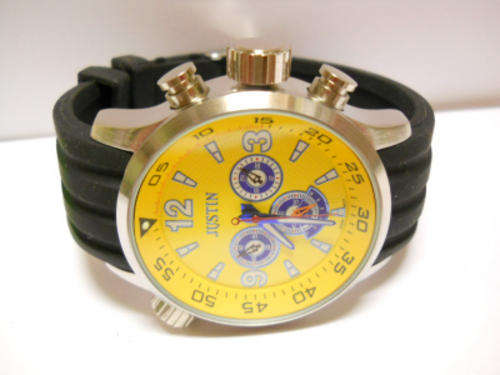 BIG RUGGED JUSTIN MENS  RESIN STRAP STEEL  WATCH**EXCELLENT QUALITY***