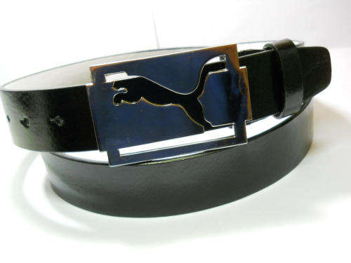 ATTACKING  LION MOTIVE BUCKLE--BLACK-- BELT