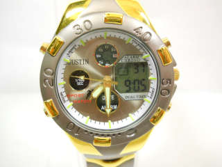 -JUSTIN GENTS DAY AND DATE METAL WATCH-TWO TONE-** CHRONOGRAPH**