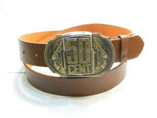 -- 2 GUN 50C  LIGHTER BUCKLE -----BROWN BELT