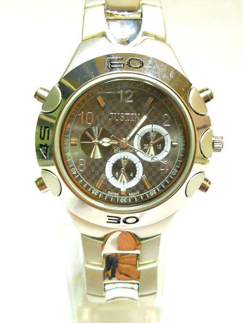 EXCELLENT JUSTIN GENTS  METAL  WATCH-SILVER