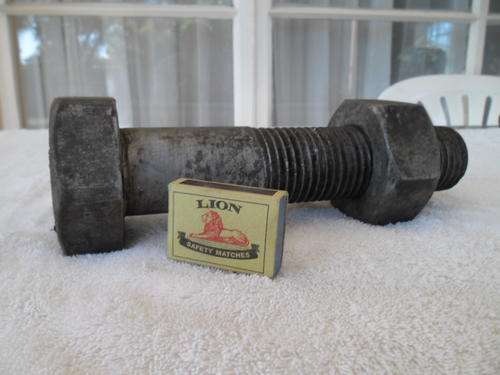 Huge 48mm X 255mm long heavy door stopper bolt and nut