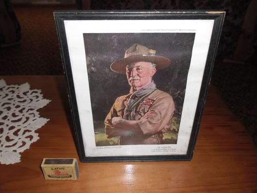 old print framed behind glass of the Founder Lord Baden-Powell