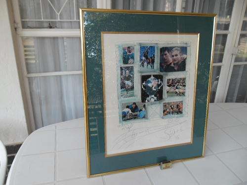 1995 signed rugby print framed behind glass don't no who signed it