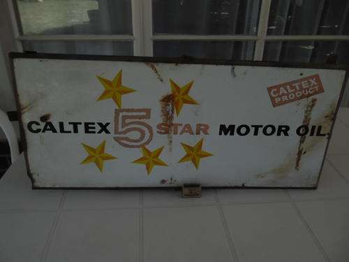 large original enamel caltex 5 star motor oil metal sign