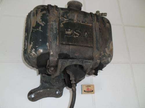 original vintage B.S.A. stationary engine fuel metal tank with bracket weighs about 6 kg