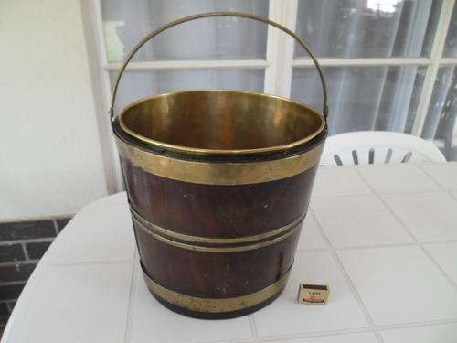 very large antique Jorden period wine cooler brass and wood bucket extremely rare