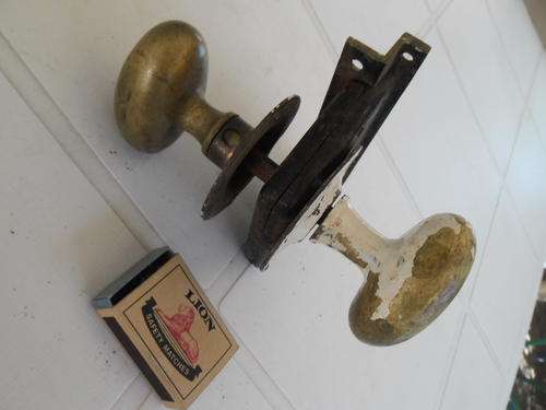 old door lock with brass knobs need tlc