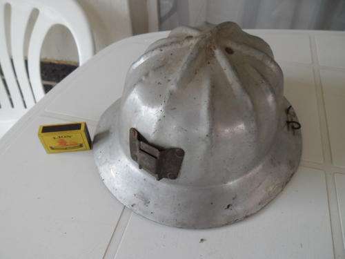 old aluminium miners helmet