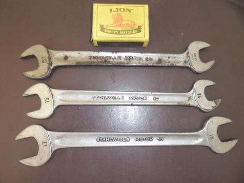 highly collectable 3 - used Stahlwille motor 10 flat spanners size 14-15,16-17,5/16"-1/4"