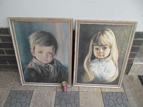 2 old large prints no glass size is 545mm x 750mm see condition postage is R140