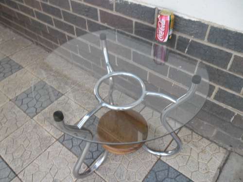 Very rare art deco Designers Chromed/wood/glass top table size is 530mm high collection only