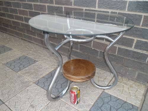 Very rare art deco Designers Chromed/wood/glass top table size is 530mm high collection only