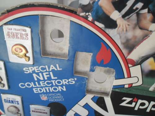 Rare Original Zippo Special NFL Collectors Edition 6 lighters with advertizing board