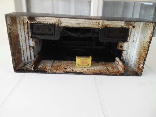 Very rare large cast iron mantel clock housing only weighs 14kg size is 400mm wide postage is R360