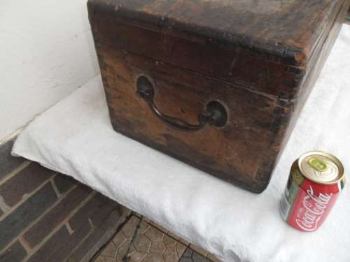 Stunning very rare very old wood box with brass handles on lock 1944 size 610mm long postage R180