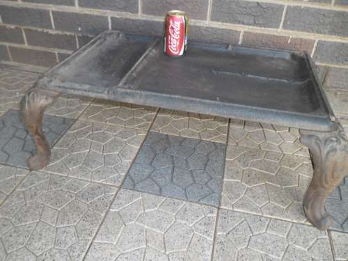 Old cast iron coal stove bottom stand size 780mm long with the 4 legs collection only