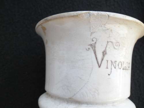 A Vinolia Shaving soap pot and lid see condition with cracks postnet postage R120