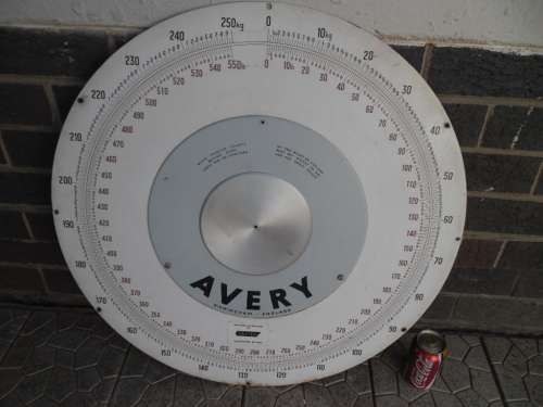 old very large metal lbs and kg dial face of a scale size 695mm dia ordinary postage is R120