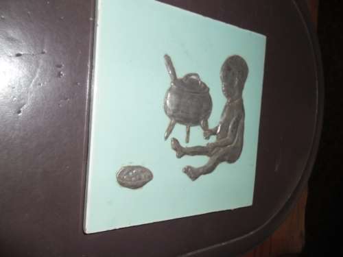 vintage tile with pewter motive size 155mm SQ Postnet postage is R120