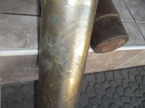 Brass and wood bullet shape display item size is 660mm long postnet postage R140